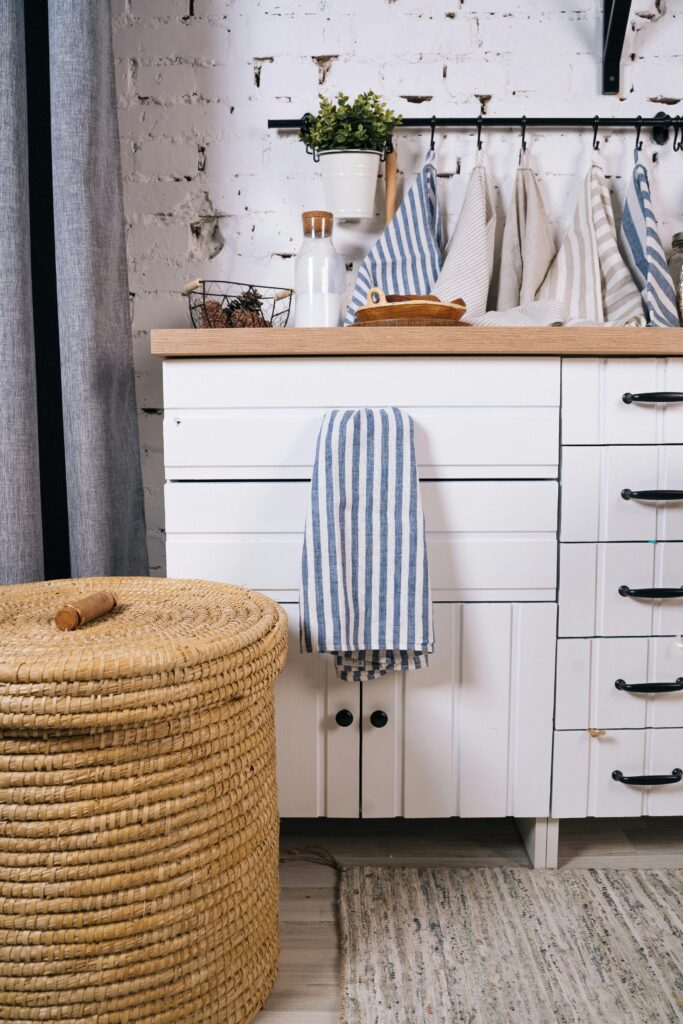 Storage baskets used for easy home organization