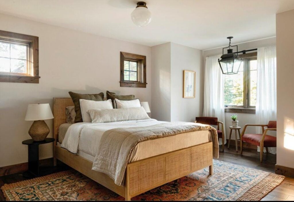 natural materials in elegant bedroom design