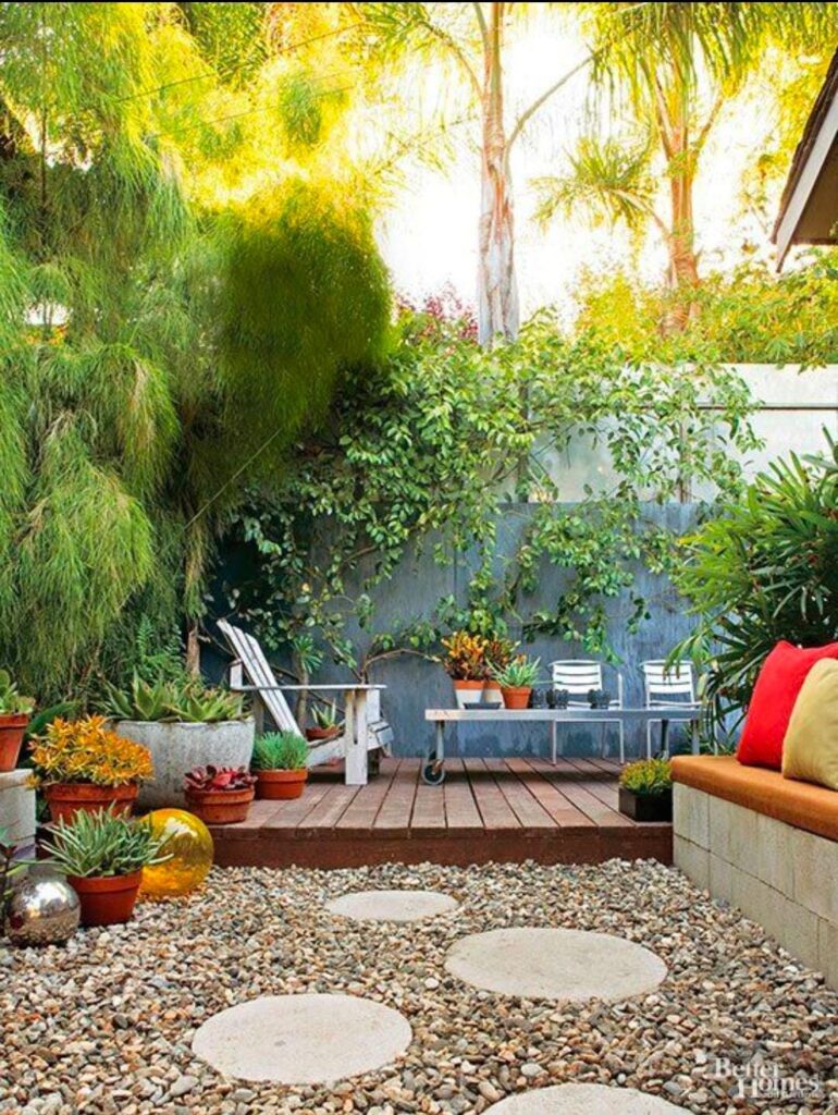 DIY gravel patio design for small backyard on a budget