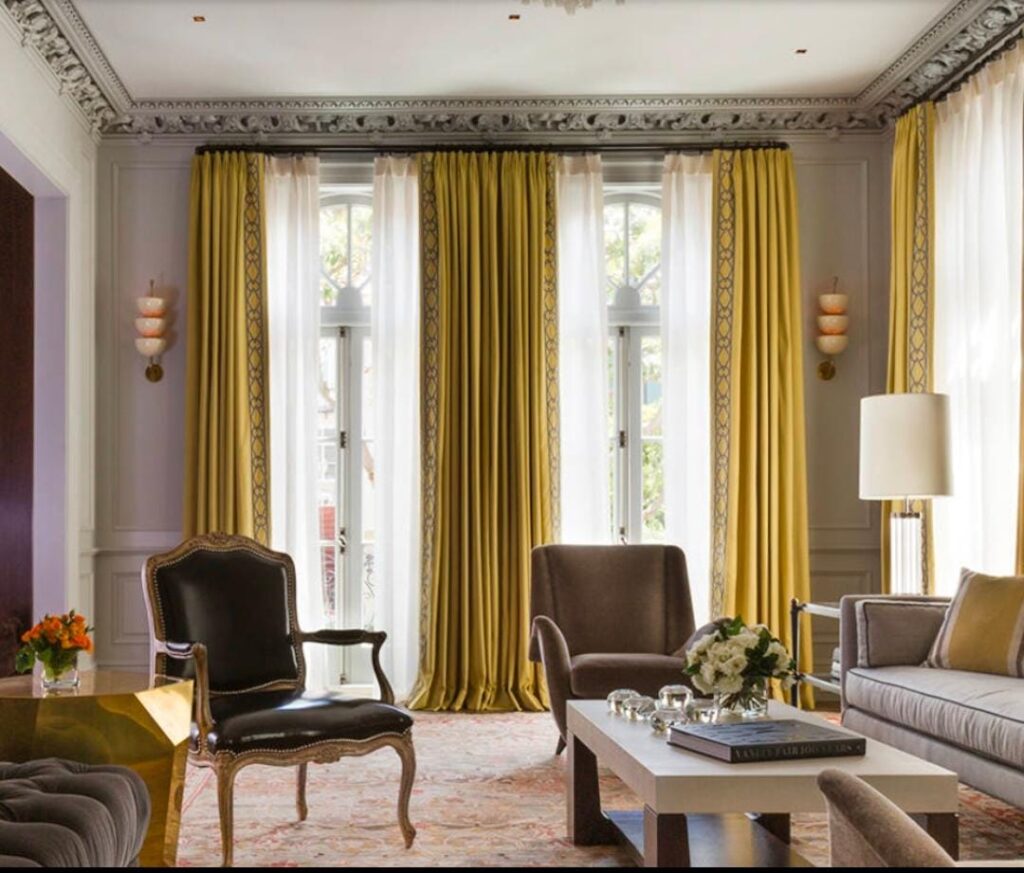 floor to ceiling curtains in luxury bedroom