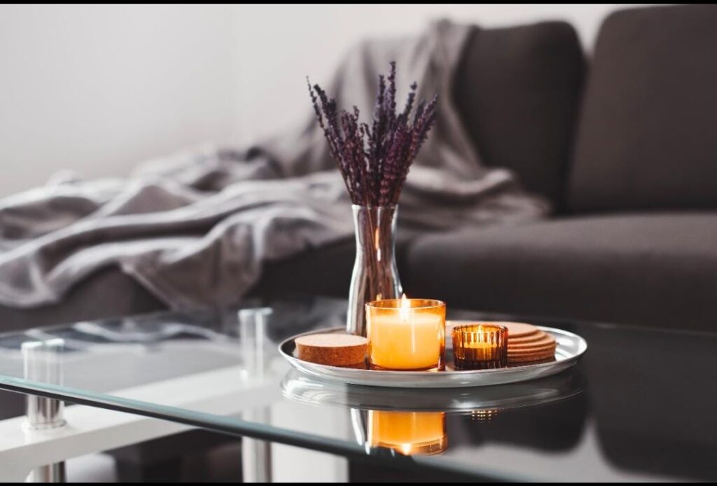 minimal nightstand decor in luxury bedroom