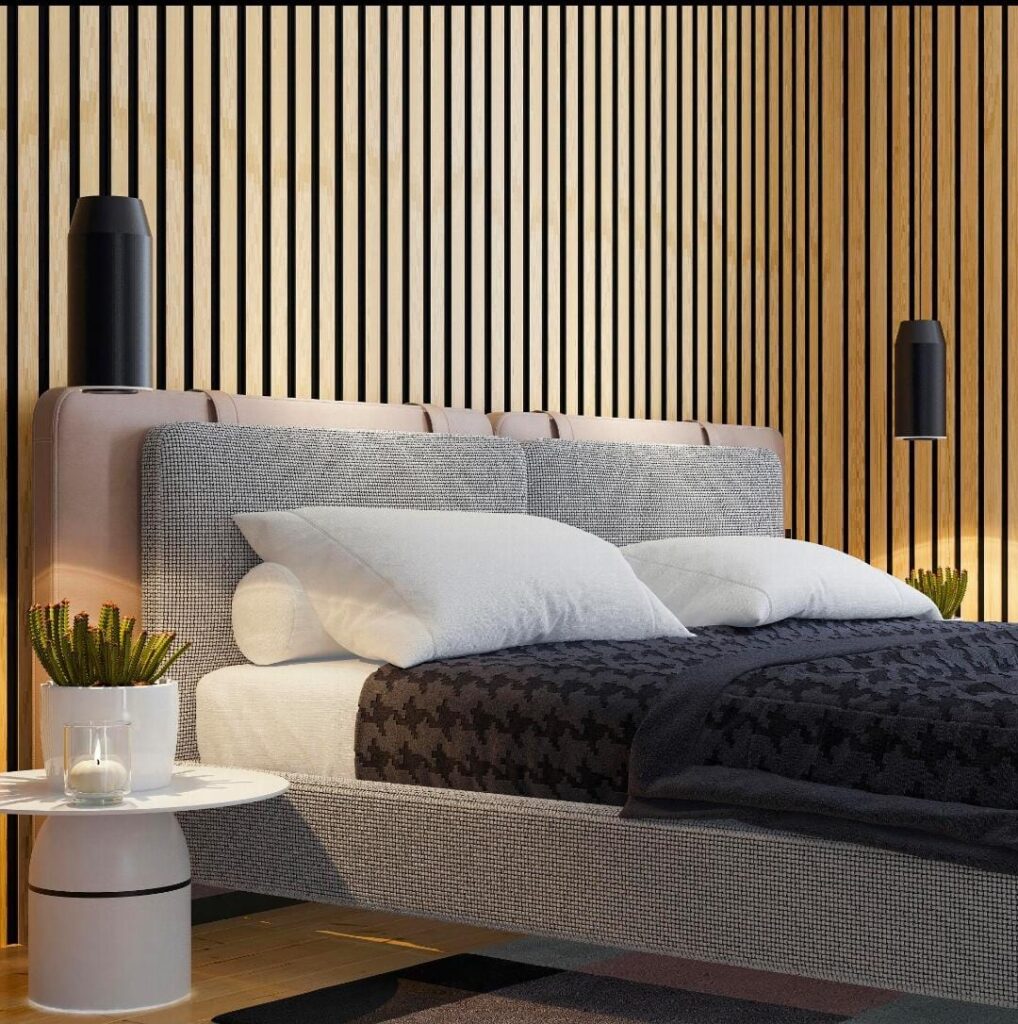 textured fabrics in neutral luxury bedroom